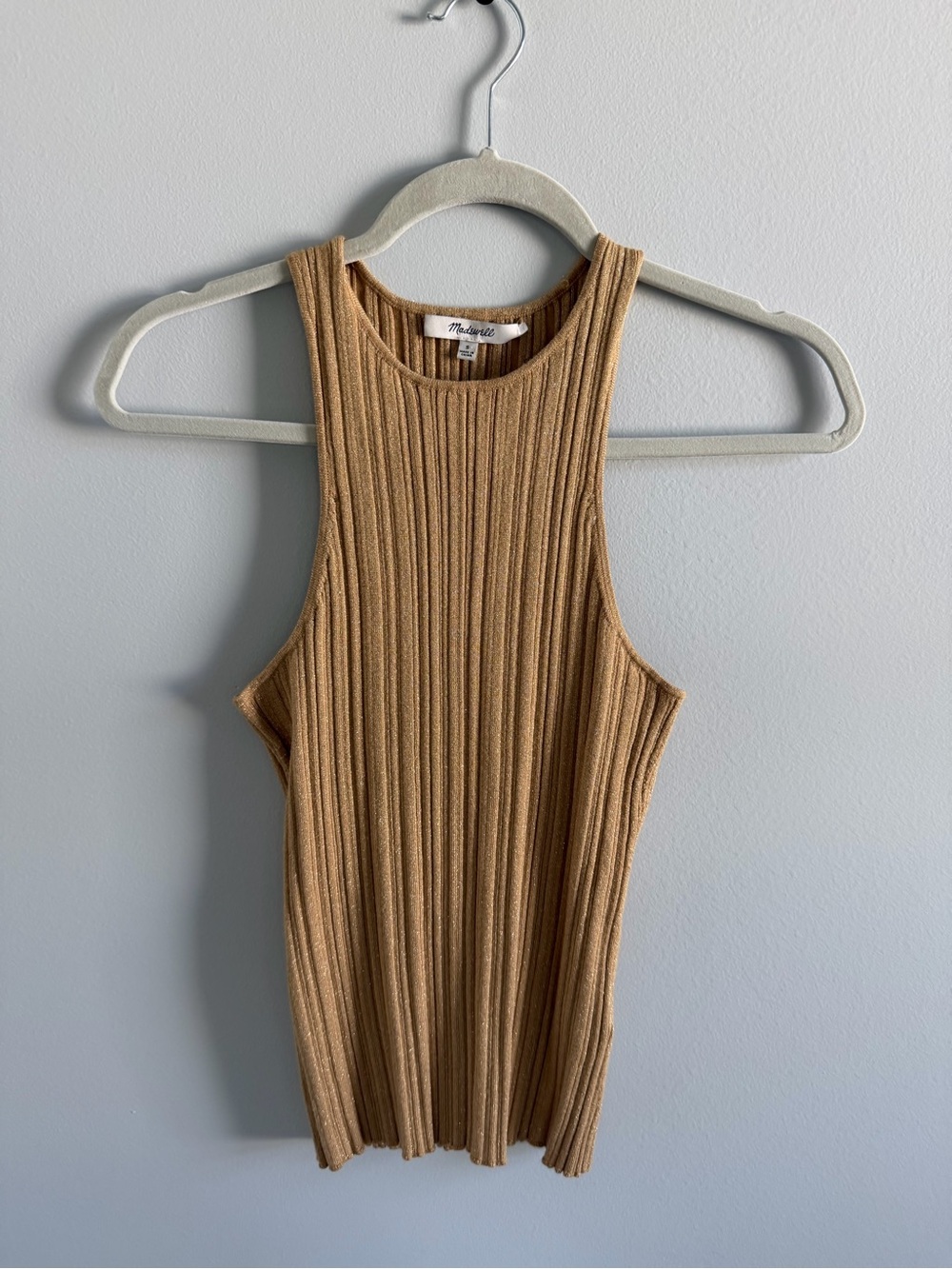 Madewell Camel/gold shimmer Ribbed Tank Top